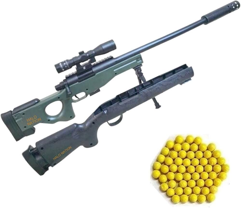 2-in-1 AWM & M24 One-Key Switch Toy Sniper Gun – Soft Bullet with Scope